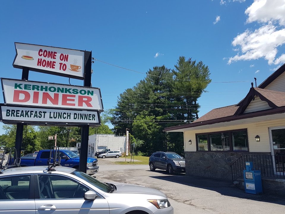 Classic diner booths and counter seating.